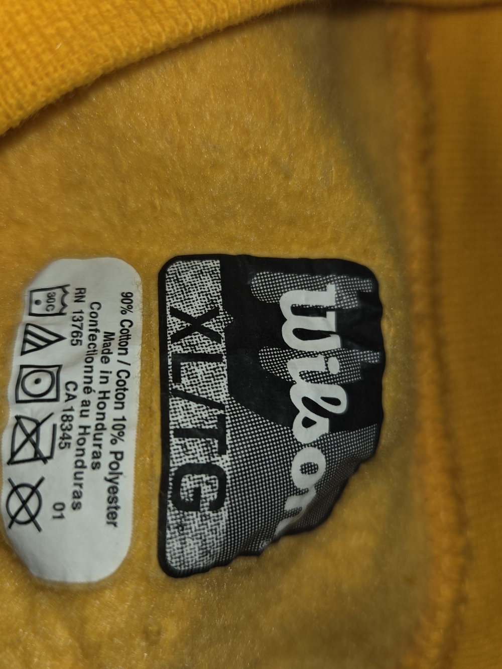 Wilson Men's Yellow Crewneck Sweatshirt with Sleeve Logo Size Xl - Picture 3 of 4